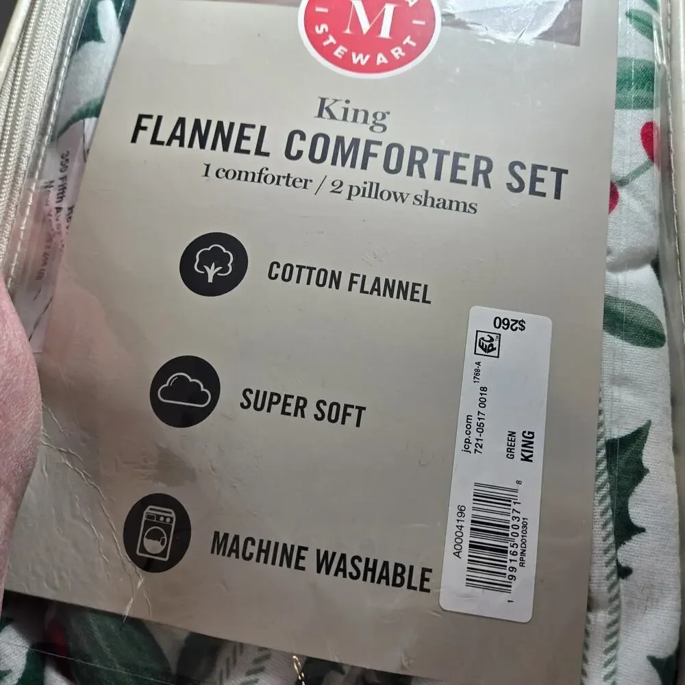 Martha Stewart Deck The Halls 3 Pc KING Comforter Set 108